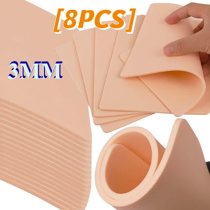 Silicone Tattoo Practice Skin 3mm Thick Double-Sided Fake Skin for Beginners & Professional Artists – Line Work Shading Outlining Eyebrow