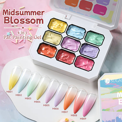 Gel Nail Polish 4-in-1 Nine-Color Palette for Ombre, Stamping, Painting and Powder Nail Art