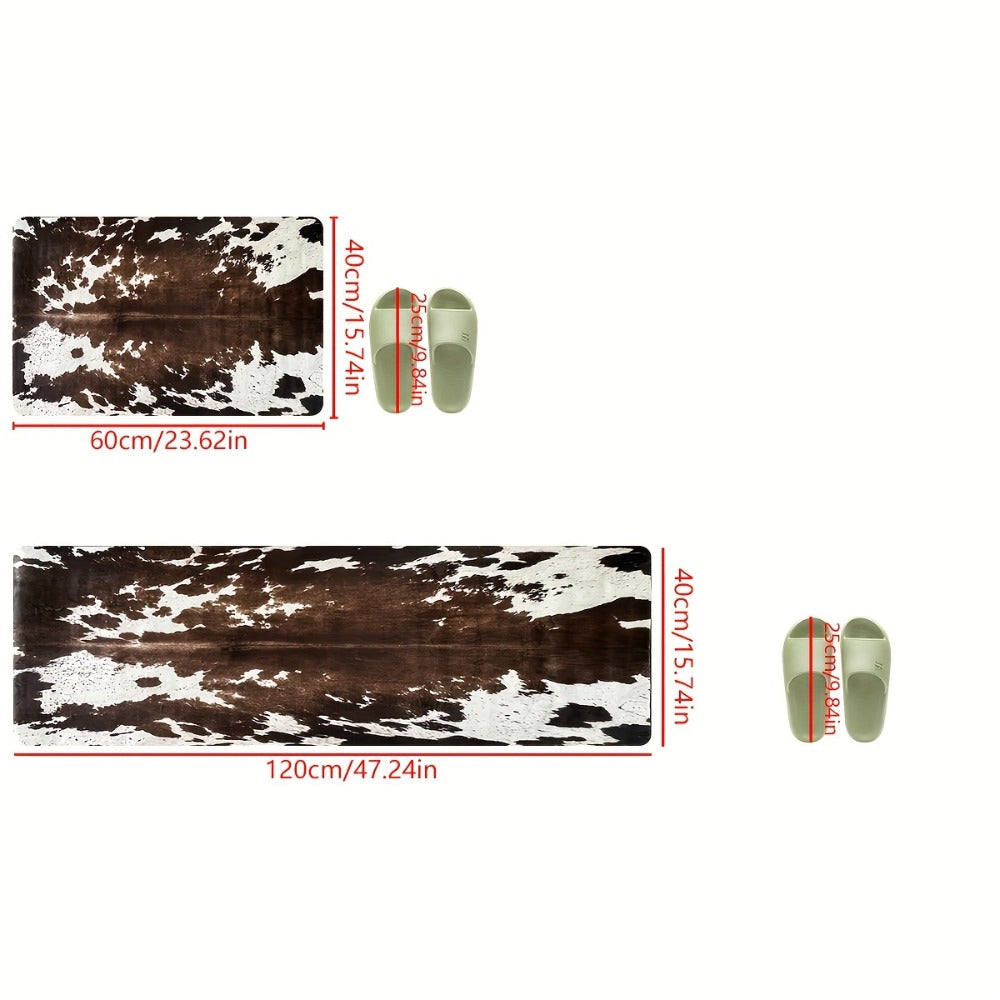 Cowhide Patterned Kitchen Mats Set of 2 for Home Cooking, Dining and Outdoor Meals, with the Listed Configuration