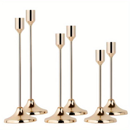 Metal Candlesticks Set of 6, Taper Candle Holders for Wedding Centerpiece, Christmas, Halloween, Thanksgiving