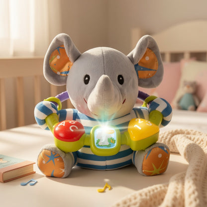 Musical Elephant Plush Toy with Music & Light, Soothing Stuffed Animal for Baby Toddler Boys Girls