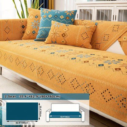 Sofa Cover Bohemian Border Panels for 2, 3 or 4-Seater Sofas and Backrest in Grey, White or Orange