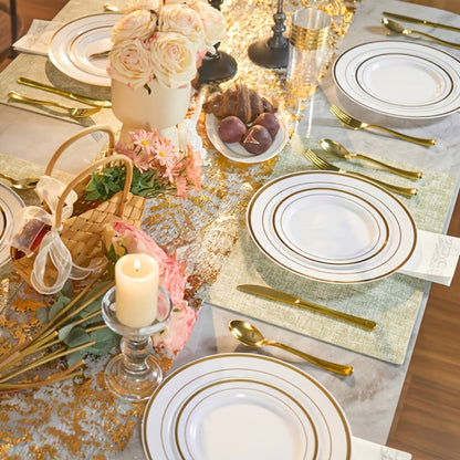 Disposable Party Dinnerware Set 350 700 Pieces Gold Silver Plastic Plates Salad Plates for Entryways, Bedrooms and Living Spaces