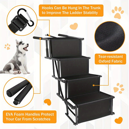 Dog Car Ramp Foldable Non-Slip – Collapsible Pet Ramp for Cars SUVs & Trucks, Lightweight Portable Dog Steps for Large Small Dogs