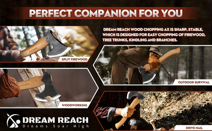 Hatchet Camping Axe 14 Inch Hand Forged High Carbon Steel Bushcraft Splitting Axe with Sheath - Wood for Garden, Patio and Yard Use
