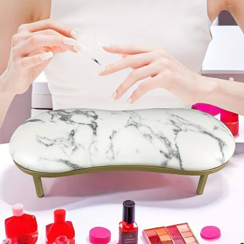 Nail Arm Rest with Metal Base Ergonomic Microfiber PU Cushion 15 Degree Tilt – Luxury Manicure Wrist Rest for Nail Salon Professional Nail