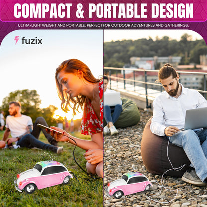 Fuzix WS-1958 Vintage Car Bluetooth Speaker with LED Headlights & Taillights | Retro Wireless Stereo, FM Radio, AUX/USB/TF, Built-in Mic