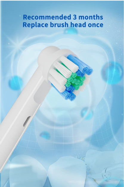 Electric Toothbrush for Adults, Rechargeable 4 Brush Heads 3 Cleaning Modes Smart Timer IPX7 Waterproof USB Quick Charge 600mAh Round Head