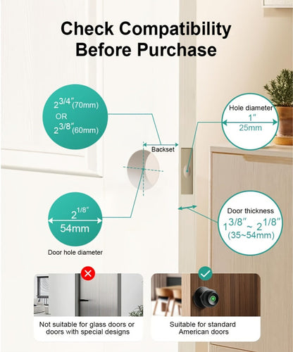 K10 Rechargeable Smart Door Knob with Fingerprint & App Control – 3-in-1 Keyless Entry, Entrance/Passage/Privacy Mode