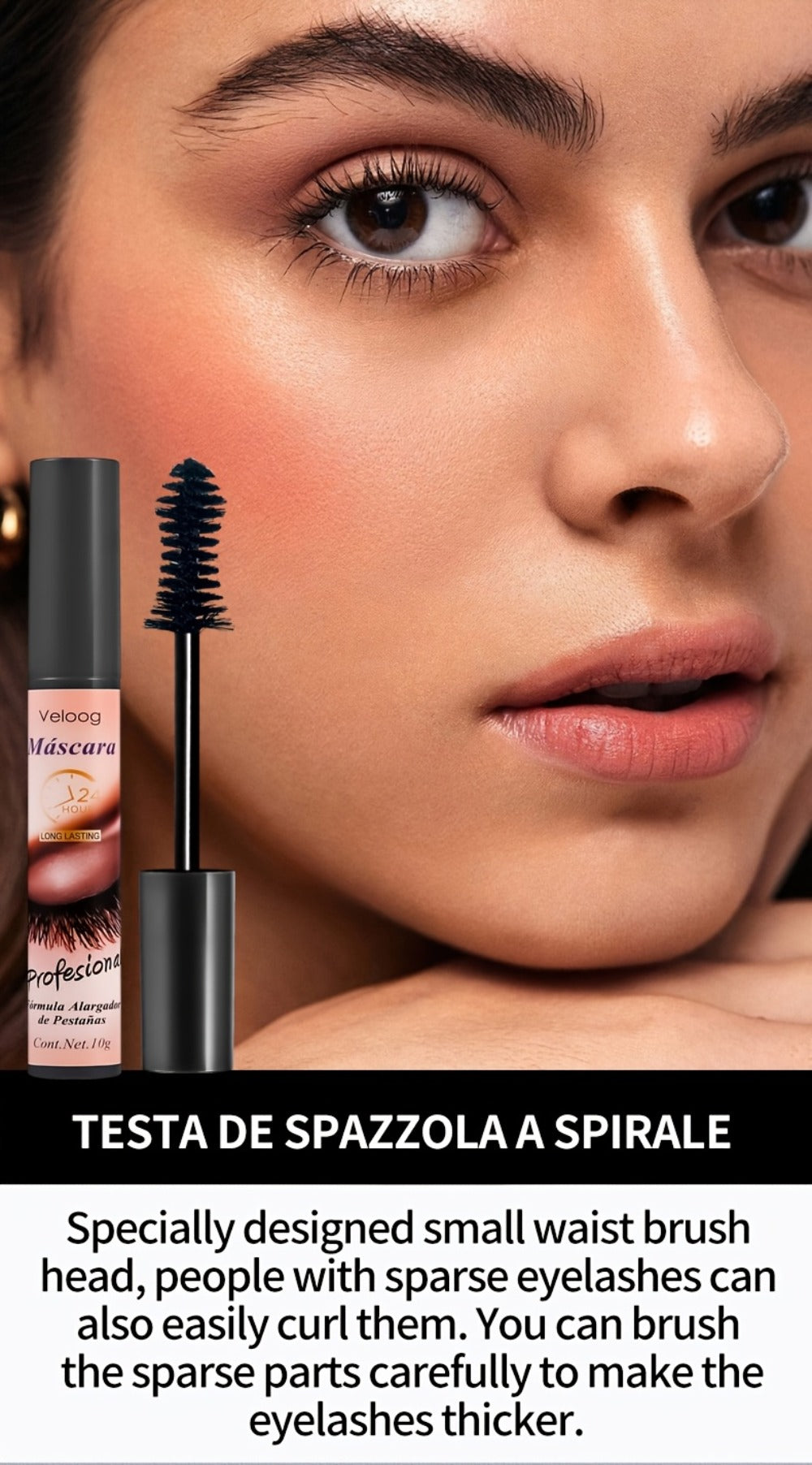 Waterproof Mascara Set 3 Piece, Lengthening Volumizing Curling Lash Mascara with Sea Urchin Spiral Conical Brush Heads