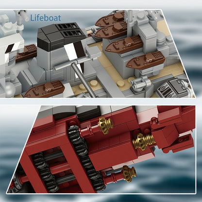 2081-Piece Battleship Building Block Model 4201 with Built-In Display Base and Moving Turret Details