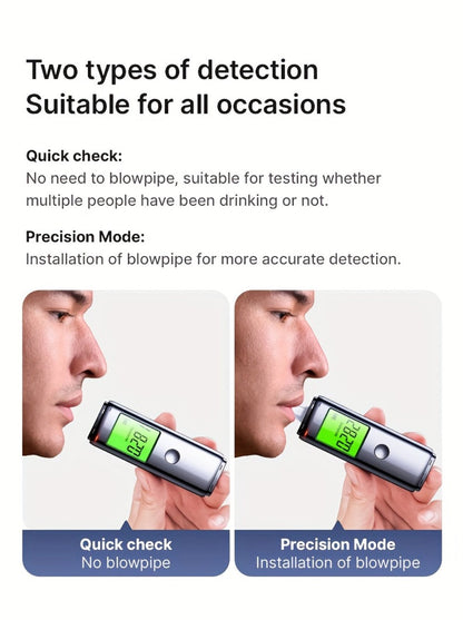 Breathalyzer Alcohol Tester 2-in-1 Rechargeable Dual Mode Blow Activated Digital BAC Tester for Entryways, Bedrooms and Living Spaces
