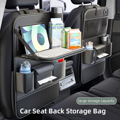 Seatback Car Organizer with Fold-Down Tray, Cup Recesses, Tissue Opening and One- or Two-Piece Packs