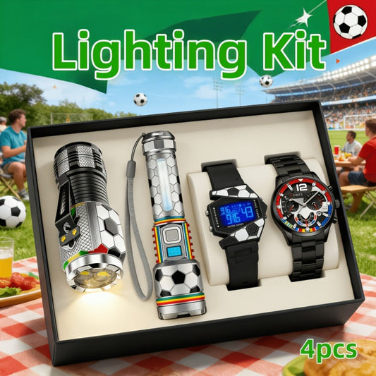 Flashlight & Watch Gift Set - Super Bright LED Handheld Flashlight with Multifunctional Watch, Adjustable Focus