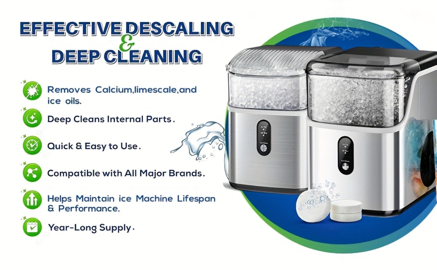 Ice Maker Cleaning Tablets Descaler 12/24/36 Pack for Entryways, Bedrooms and Living Spaces