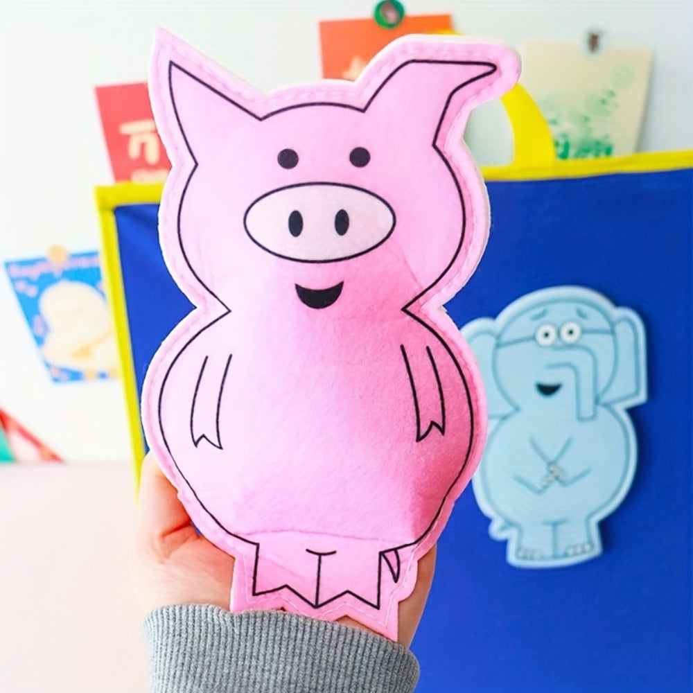 Elephant and Piggie Hand Puppets Plush Stuffed Animal Props for Storytelling, Classroom Teaching & Role Play