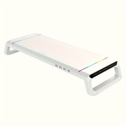 ICE COOREL Monitor Stand Foldable Height Adjustable with Storage Drawer, RGB Lighting & 4 USB Ports