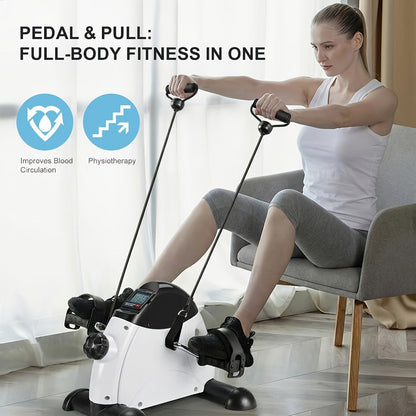 Portable Elliptical Trainer Mini Exercise Bike Under Desk Pedal Exerciser LCD Display for Entryways, Bedrooms and Living Spaces