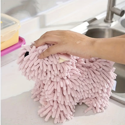 Cute Puppy Hand Towel Wall-Hanging Kitchen Bathroom Towel – Soft Absorbent Cartoon Dog Decorative Cloth 150g/㎡