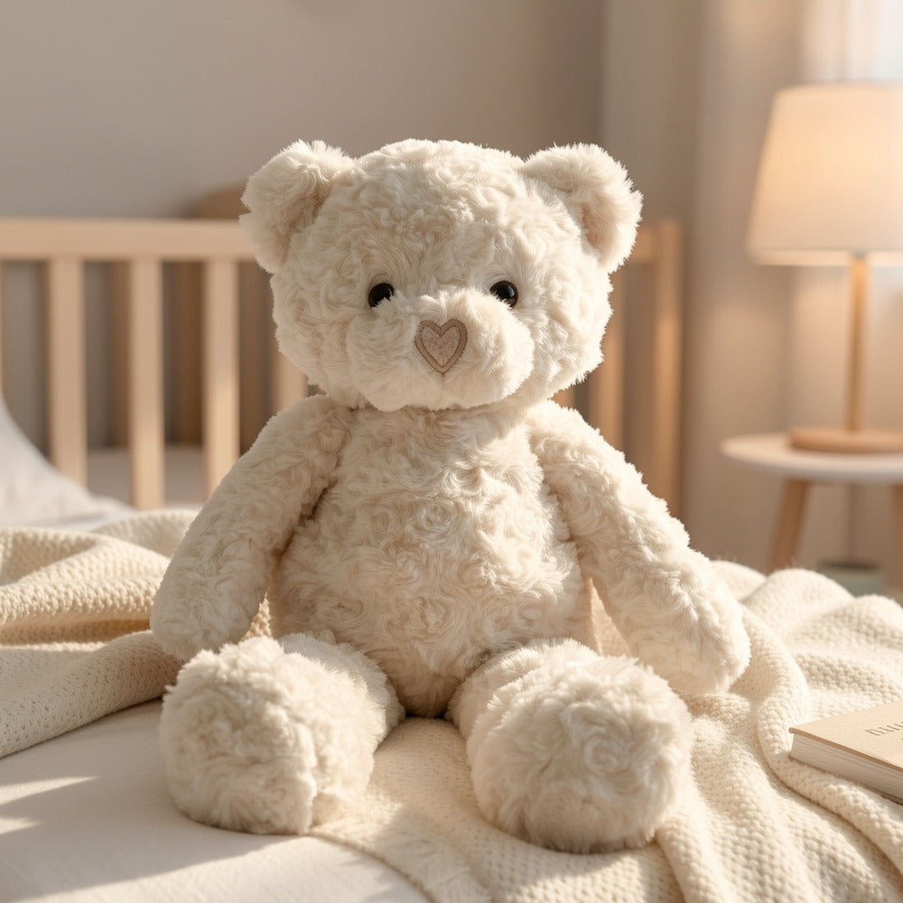 Stuffed Animal White Teddy Bear with Loving Heart Detail, Kawaii Theme and One product details Style