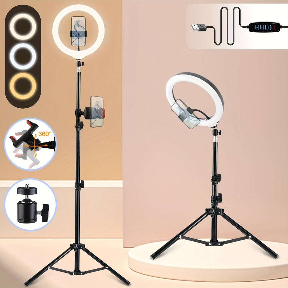43-Inch Stand LED Ring Light with Phone Holder USB Powered Portable Circle Fill Light for Photography Video Recording Streaming Makeup