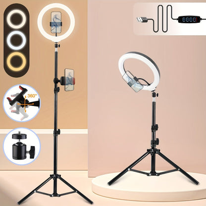 43-Inch Stand LED Ring Light with Phone Holder USB Powered Portable Circle Fill Light for Photography Video Recording Streaming Makeup