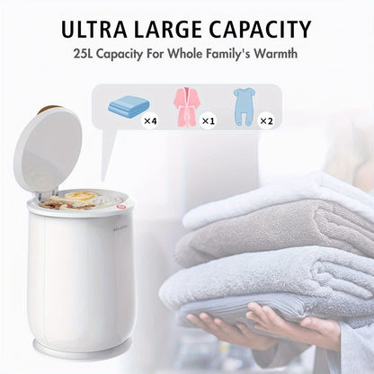 Electric Towel Warmer Bucket Ultra Large Capacity Fits Two 40x70 Towels ETL FCC Certified 1-Min Heat Auto Shut-Off Silent Spa Bathroom
