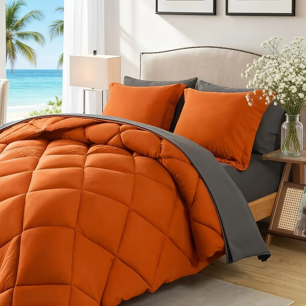Comforter Set 7-Piece Bed in a Bag Queen King Full Soft Microfiber Down Alternative Comforter Fitted Sheet Flat Sheet Pillow Shams