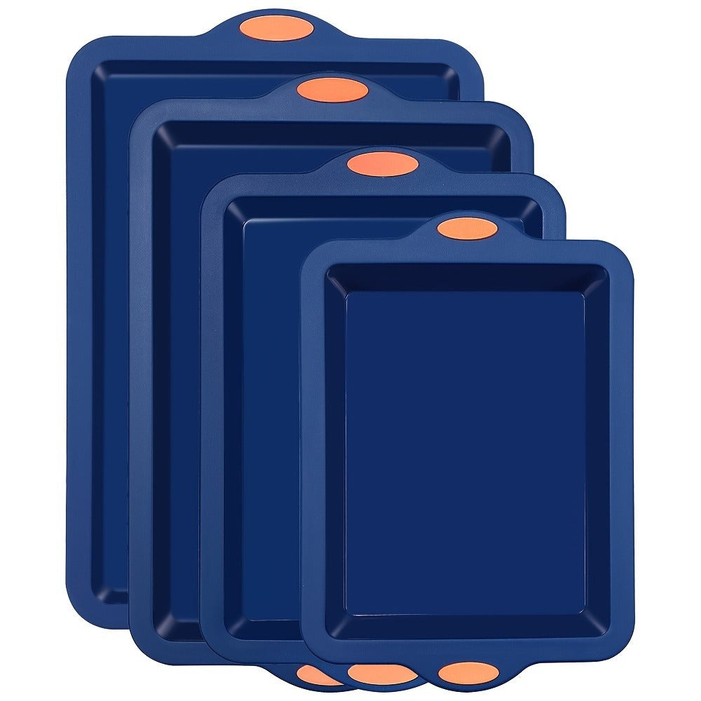 Silicone Baking Pans Set 4-Piece, Nonstick Bakeware with Metal Reinforced Frame, Includes Baking Sheet