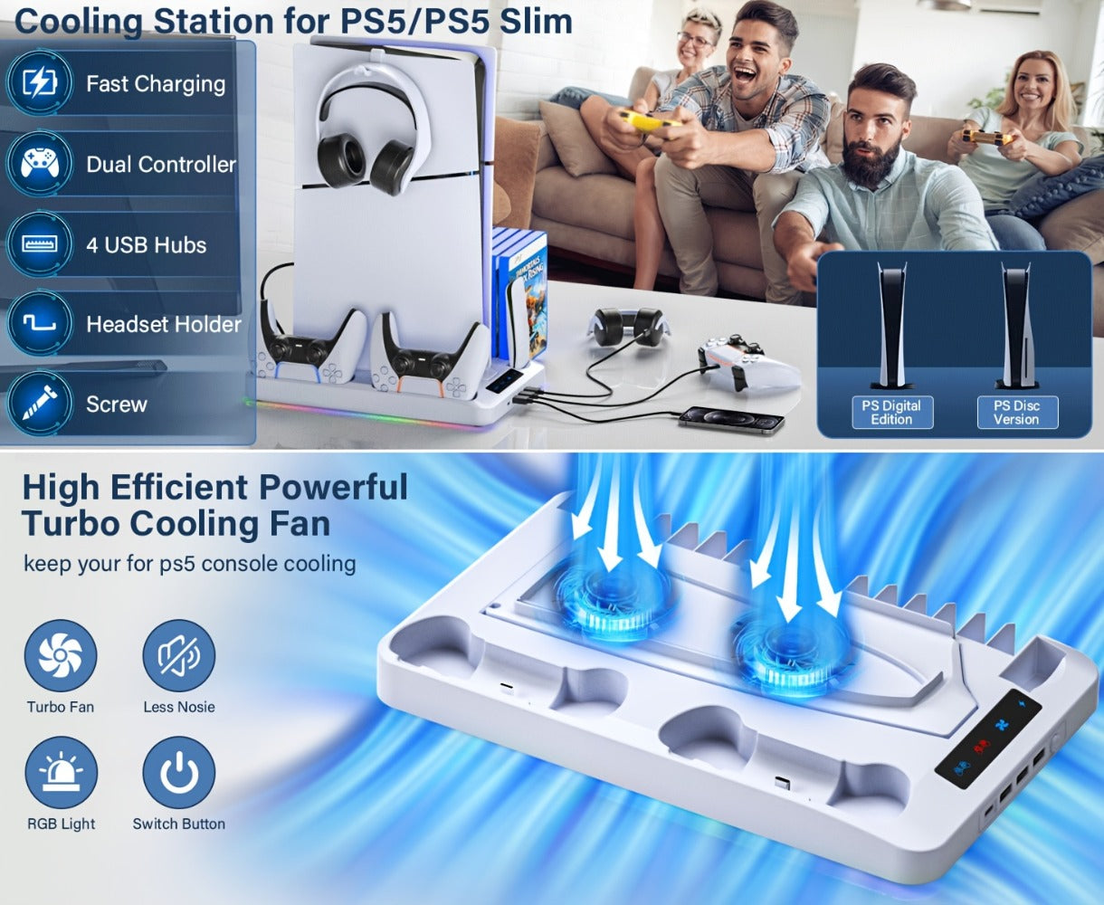 PS5 Cooling Stand with 16 Game Slots & LED Light for an Everyday Personal Care Routine, with the Listed Configuration