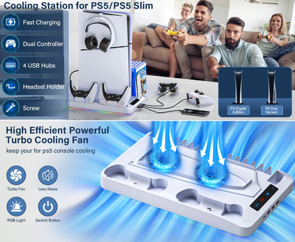 PS5 Cooling Stand with 16 Game Slots & LED Light for an Everyday Personal Care Routine, with the Listed Configuration