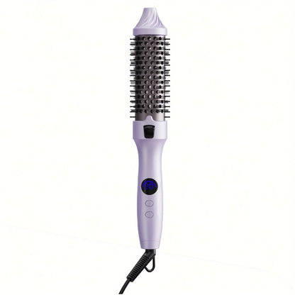 2-in-1 Hot Air Brush Straightener & Curler with Negative Ion Technology, Frizz-Free Blowout Brush with Adjustable Temp Control
