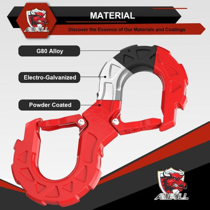Off-Road Recovery Winch Hook D-Ring Shackle 3/8" 35, 000 LB G80 Heavy Duty Quick Release Tow Hook for RV Truck 4x4 Vehicle – Red & Black