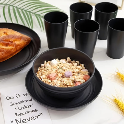 Wheat Straw Dinnerware Set Unbreakable 16 or 32-Piece Service for 4 or 8, Lightweight Dishwasher Microwave Safe Dish Set with Plates Bowls