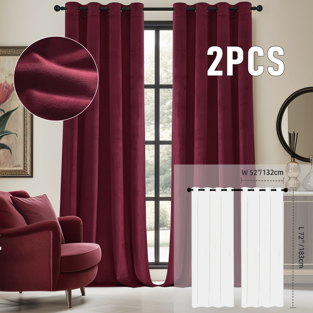 Velvet Room Darkening Curtains 2 Panels, Grommet Top Thermal Insulated Soundproof Blackout Curtains for Living Room Bedroom