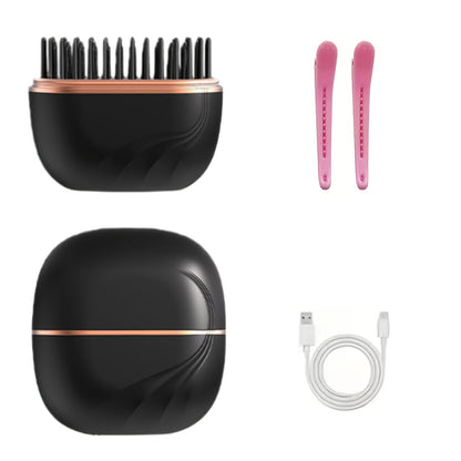 Mini Cordless Hair Straightening Comb with 2000mAh Label, Black or Pink Finish and USB Charging Cable