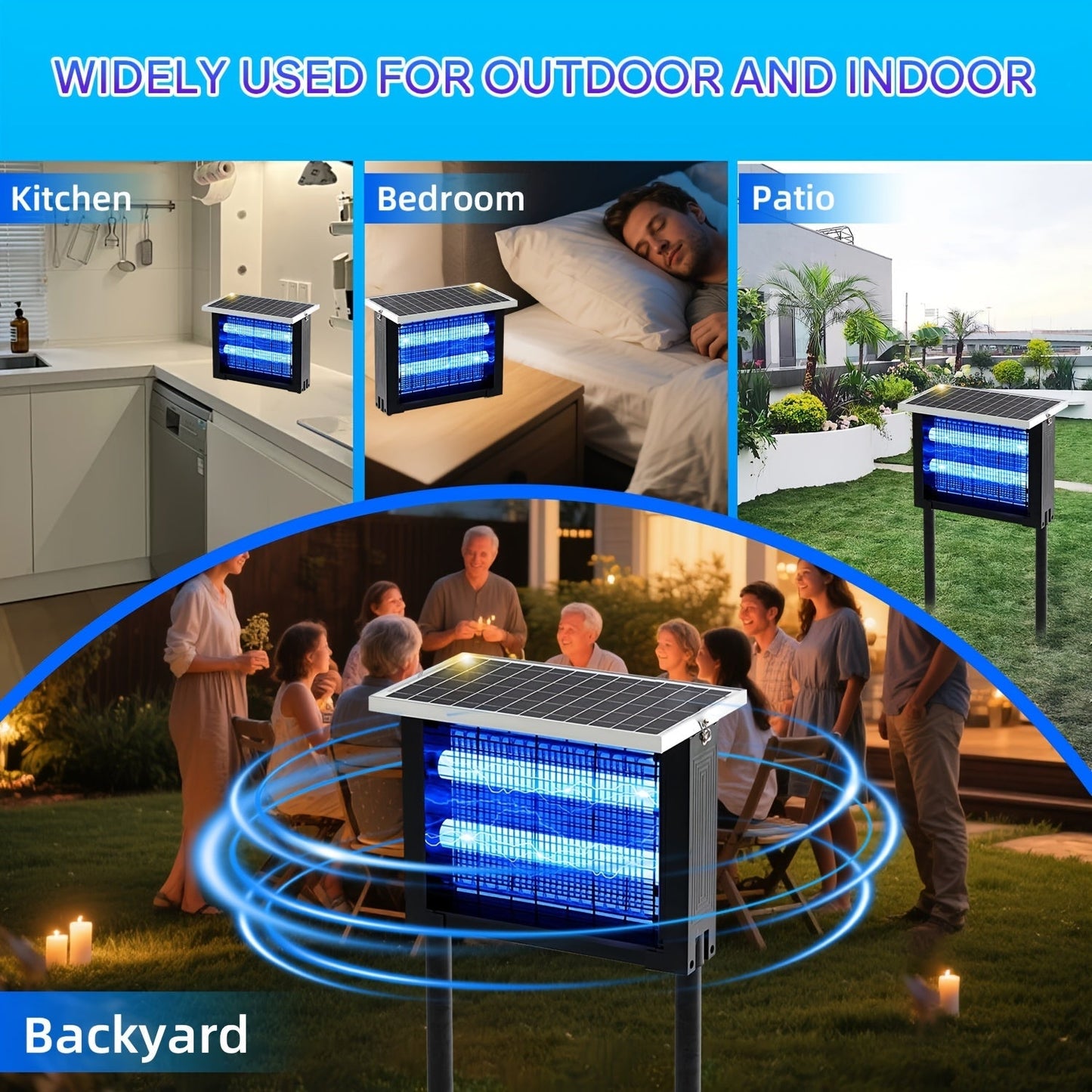 Solar Bug Zapper Outdoor Rechargeable | Patio Garden Backyard Camping