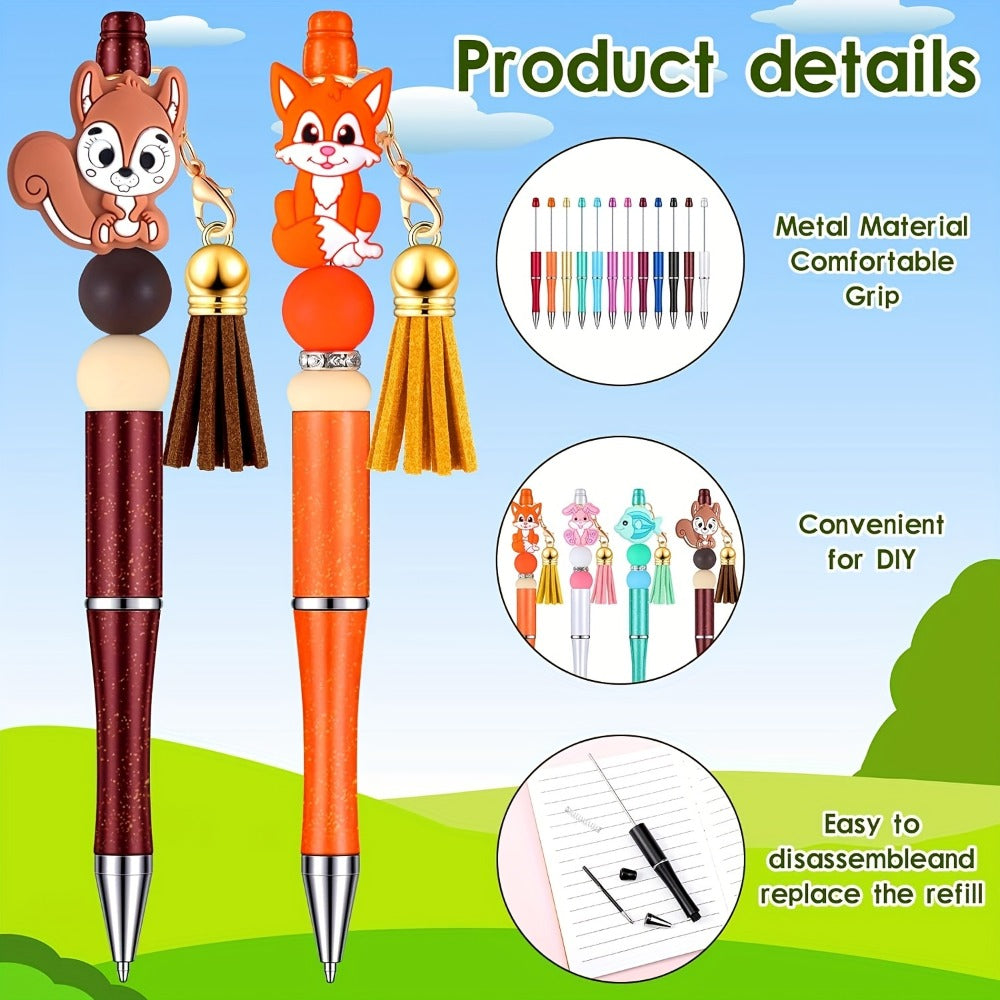 Beadable Pens Bulk 40/60pcs, DIY Bead Ballpoint Pens with Black Ink Shaft, Assorted Random Colors for DIY Crafts