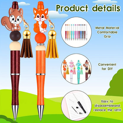 Beadable Pens Bulk 40/60pcs, DIY Bead Ballpoint Pens with Black Ink Shaft, Assorted Random Colors for DIY Crafts