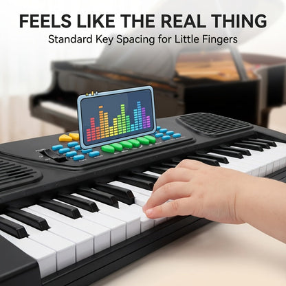 Kids Electronic Piano 37 Keys with Microphone, USB Powered Keyboard for Young Learners, Sing-Along Music Education Toy