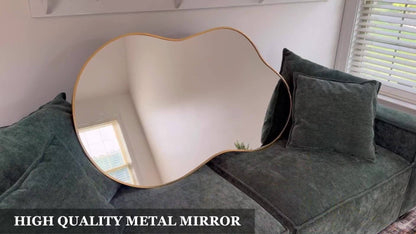 Irregular Asymmetrical Wall Mirror with Gold Frame in 20 x 36, 24 x 36 or 26 x 46 Inch Sizes