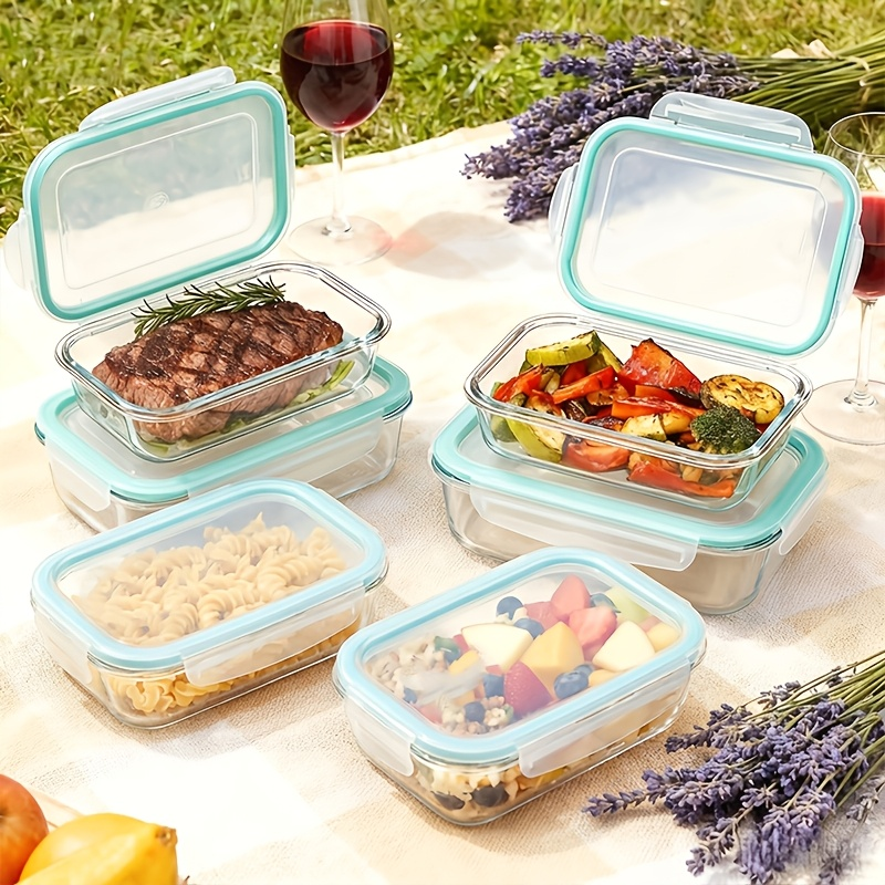 Food Storage Containers 16-Piece Glass Set with Green Lids in Standard or Large Size for Kitchen Organization