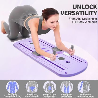 Foldable Pilates Board 8-in-1 with Resistance Bands – Anti-Slip Yoga Push-Up Board for Core Strength, Balance
