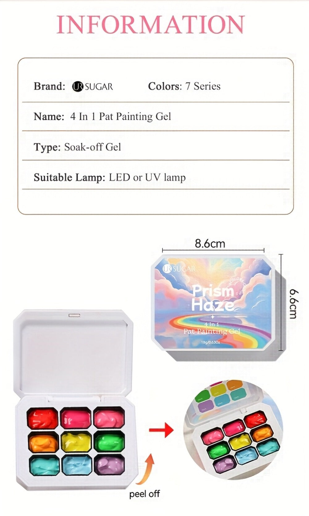 Gel Nail Polish 4-in-1 Nine-Color Palette for Ombre, Stamping, Painting and Powder Nail Art