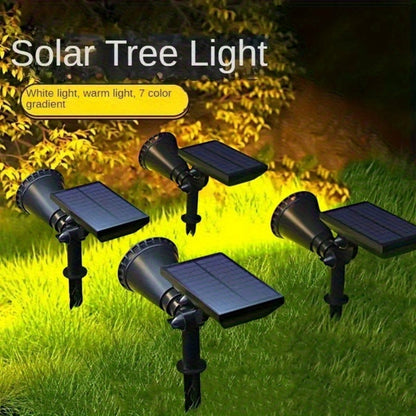Solar Landscape Lights 2-in-1 Wall & Ground, Independent Adjustable Solar Panel, 8 Color Modes Outdoor Solar Spotlight for Garden