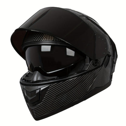 Carbon Fiber Pattern Motorcycle Helmet – Modular Flip-Up Full Face Helmet, Lightweight Motorbike Helmet for Men & Women