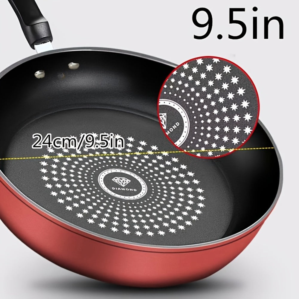 Nonstick Frying Pan with Lid 9.45 10.24 11.02 Inch Cast Iron Style Flat Bottom Skillet for Home Cooking, Dining and Outdoor Meals