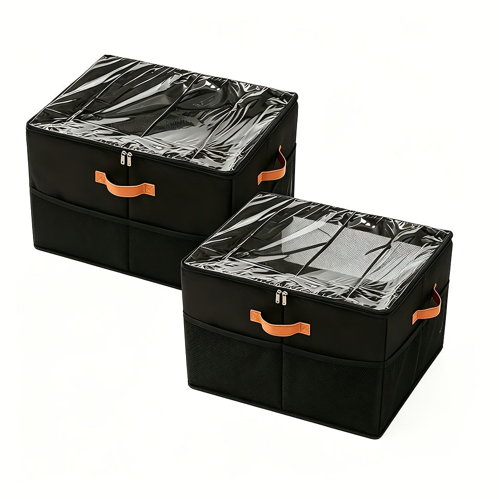 Sixteen-Compartment Foldable Shoe Storage Box with Flip-Top Cover, Side Handles and One- or Two-Piece Sets
