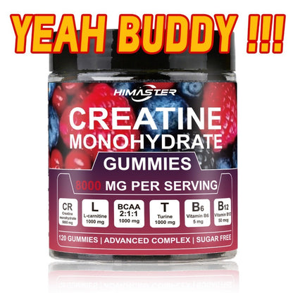 Creatine Monohydrate Gummies 8000mg Blueberry Flavor, with L-Taurine, BCAA, Vitamin B6 & B12