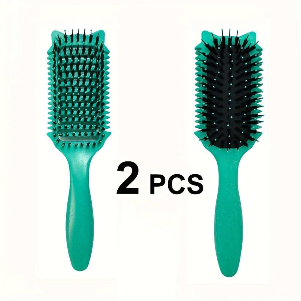 Detangling Brush for Curly Wavy Coily Hair 1 or 2 Pcs – Flexible Bristles Reduce Breakage & Frizz, Gentle Scalp Massage